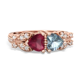 Ruby Diamond Butterflies 14K Rose Gold ring R5601