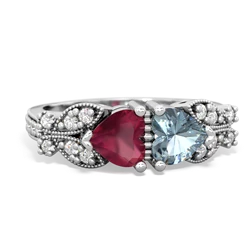 Ruby Diamond Butterflies 14K White Gold ring R5601