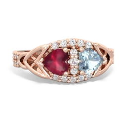 Ruby Sparkling Celtic Knot 14K Rose Gold ring R2645