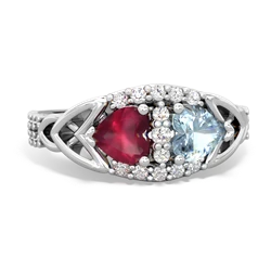 Ruby Sparkling Celtic Knot 14K White Gold ring R2645