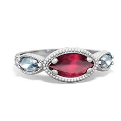 Ruby Milgrain Marquise 14K White Gold ring R5700