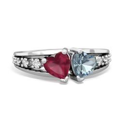 Ruby Heart To Heart 14K White Gold ring R3342