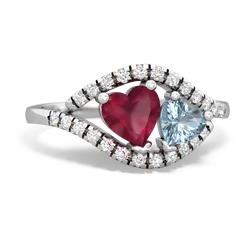 Ruby Mother And Child 14K White Gold ring R3010