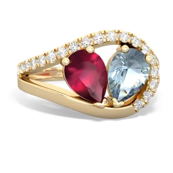 Ruby Nestled Heart Keepsake 14K Yellow Gold ring R5650