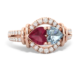 Ruby Art-Deco Keepsake 14K Rose Gold ring R5630