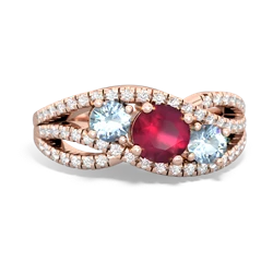 Ruby Three Stone Aurora 14K Rose Gold ring R3080