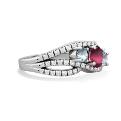 Ruby Three Stone Aurora 14K White Gold ring R3080