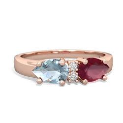 Ruby Pear Bowtie 14K Rose Gold ring R0865