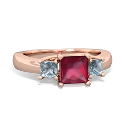 Ruby Three Stone Trellis 14K Rose Gold ring R4015