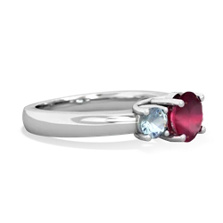 Ruby Three Stone Round Trellis 14K White Gold ring R4018