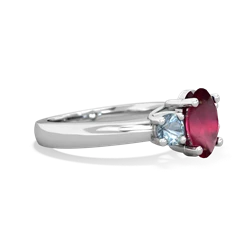 Ruby Three Stone Oval Trellis 14K White Gold ring R4024