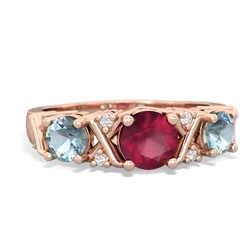 Ruby Hugs And Kisses 14K Rose Gold ring R5016