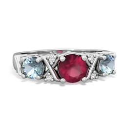 Ruby Hugs And Kisses 14K White Gold ring R5016