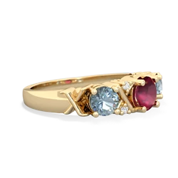 Ruby Hugs And Kisses 14K Yellow Gold ring R5016