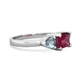 Ruby Three Stone 14K White Gold ring R5235