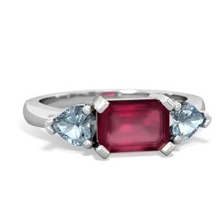 Ruby Three Stone 14K White Gold ring R5235