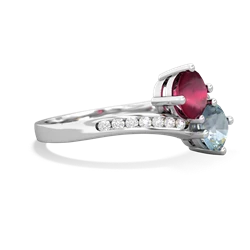 Ruby Channel Set Two Stone 14K White Gold ring R5303