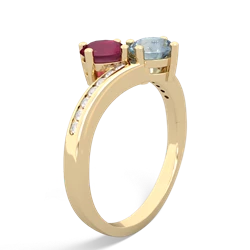 Ruby Channel Set Two Stone 14K Yellow Gold ring R5303