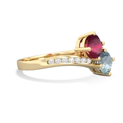 Ruby Channel Set Two Stone 14K Yellow Gold ring R5303