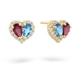 Ruby Halo 14K Yellow Gold earrings E7008