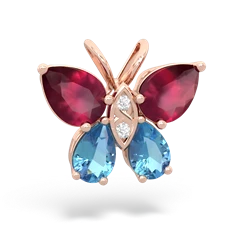 Ruby Butterfly 14K Rose Gold pendant P2215