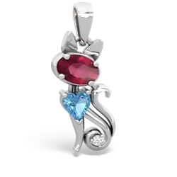 Ruby Kitten 14K White Gold pendant P5780