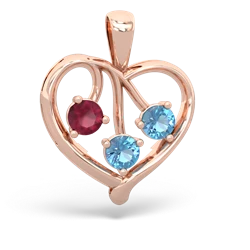 Ruby Glowing Heart 14K Rose Gold pendant P2233