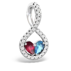 Ruby Pave Twist 'One Heart' 14K White Gold pendant P5360