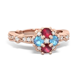 Ruby Sparkling Tiara Cluster 14K Rose Gold ring R26293RD