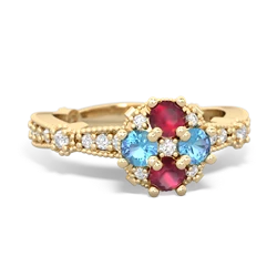 Ruby Sparkling Tiara Cluster 14K Yellow Gold ring R26293RD