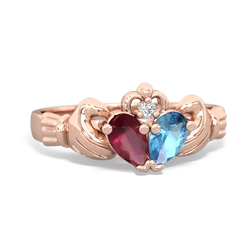 Ruby 'Our Heart' Claddagh 14K Rose Gold ring R2388