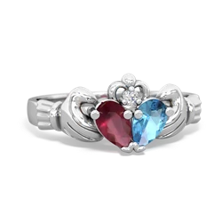 Ruby 'Our Heart' Claddagh 14K White Gold ring R2388