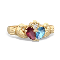 Ruby 'Our Heart' Claddagh 14K Yellow Gold ring R2388