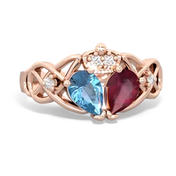 Ruby 'One Heart' Celtic Knot Claddagh 14K Rose Gold ring R5322