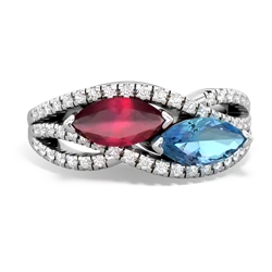 Ruby Diamond Rivers 14K White Gold ring R3070