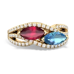 Ruby Diamond Rivers 14K Yellow Gold ring R3070