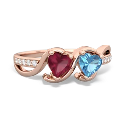 Ruby Side By Side 14K Rose Gold ring R3090