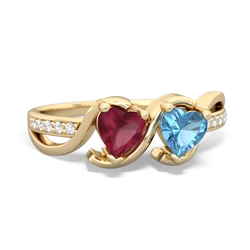 Ruby Side By Side 14K Yellow Gold ring R3090