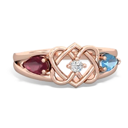 Ruby Hearts Intertwined 14K Rose Gold ring R5880