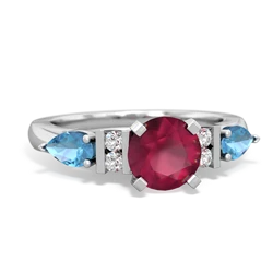 Ruby 6Mm Round Eternal Embrace Engagement 14K White Gold ring R2005