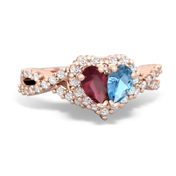 Ruby Diamond Twist 'One Heart' 14K Rose Gold ring R2640HRT