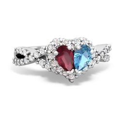 Ruby Diamond Twist 'One Heart' 14K White Gold ring R2640HRT