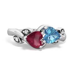 Ruby Floral Elegance 14K White Gold ring R5790