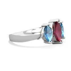 Ruby Three Peeks 14K White Gold ring R2433