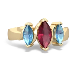 Ruby Three Peeks 14K Yellow Gold ring R2433