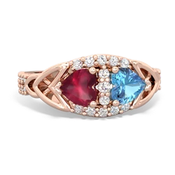 Ruby Sparkling Celtic Knot 14K Rose Gold ring R2645