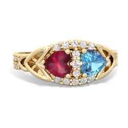 Ruby Sparkling Celtic Knot 14K Yellow Gold ring R2645