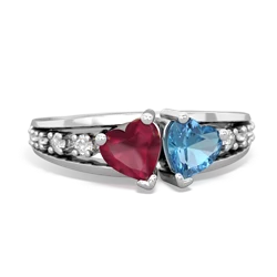 Ruby Heart To Heart 14K White Gold ring R3342