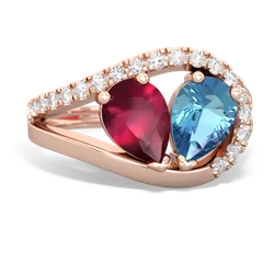 Ruby Nestled Heart Keepsake 14K Rose Gold ring R5650