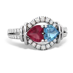 Ruby Art-Deco Keepsake 14K White Gold ring R5630